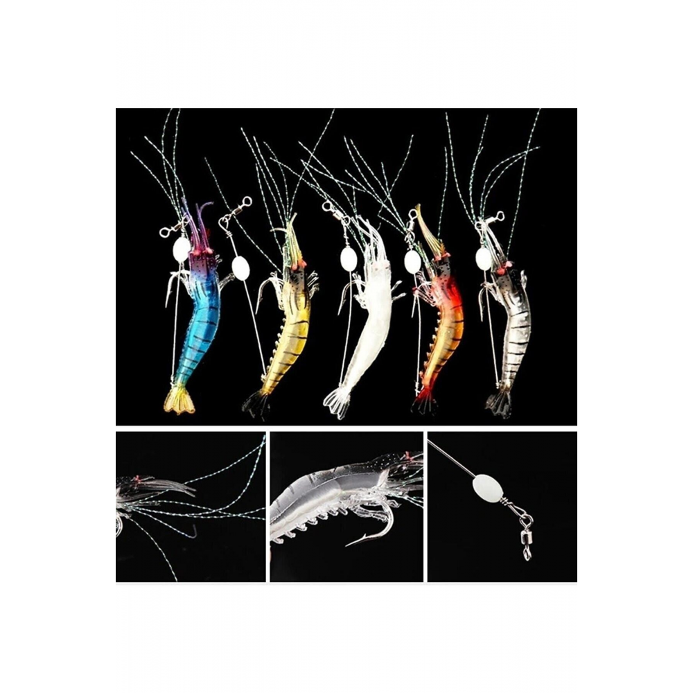 5 Renk Orjinal Görünümlü Silikon Karides - Sahte Balık Av Yemi