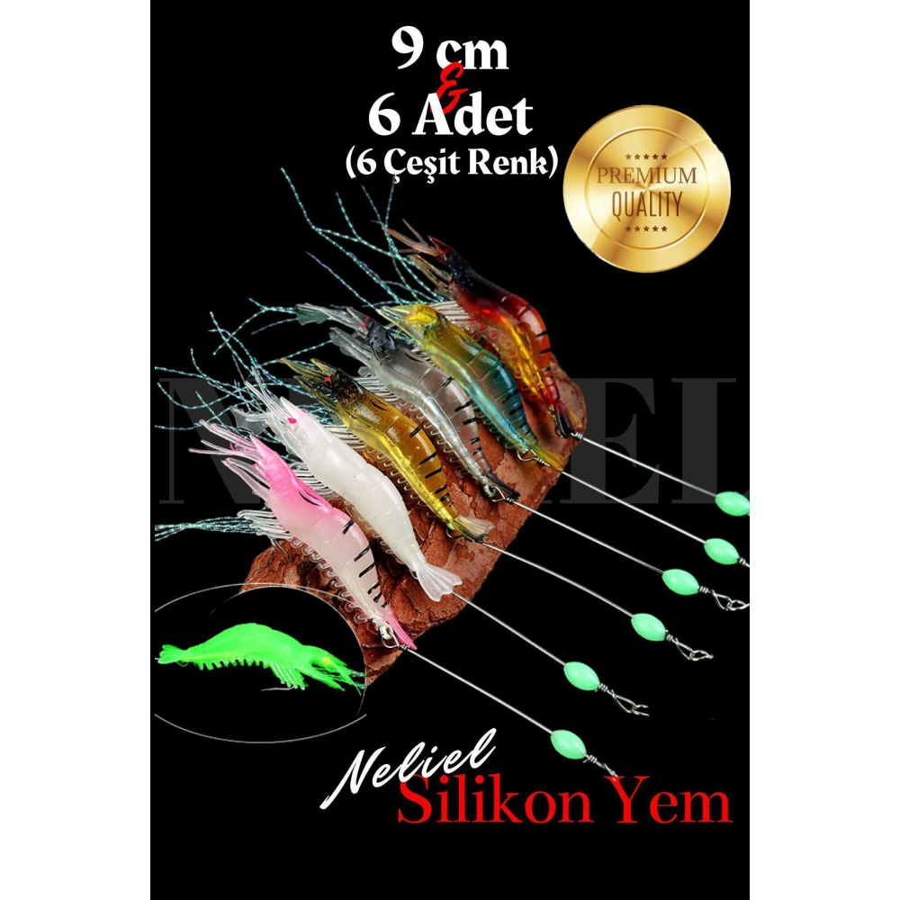 6 Adet Karides Shrimp Fosforlu Kancalı Sahte Karides Balık Yemi Yapay Karides Silikon Karides Glow