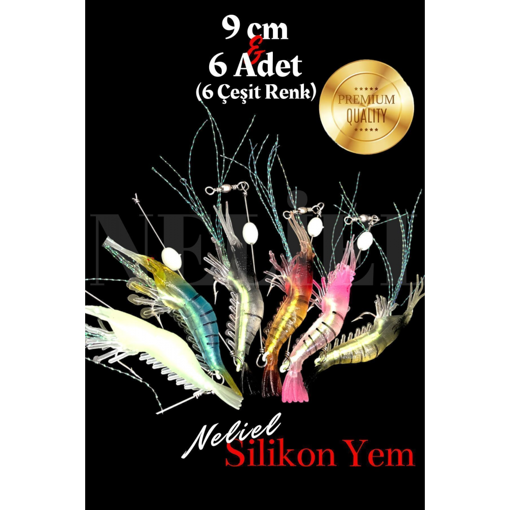 6 Adet Karides Shrimp Fosforlu Kancalı Sahte Karides Balık Yemi Yapay Karides Silikon Karides Glow