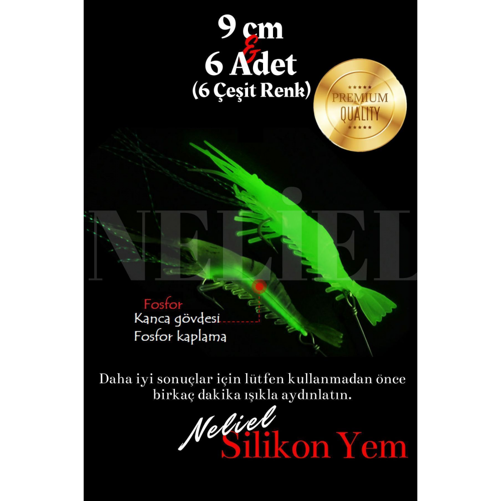 6 Adet Karides Shrimp Fosforlu Kancalı Sahte Karides Balık Yemi Yapay Karides Silikon Karides Glow