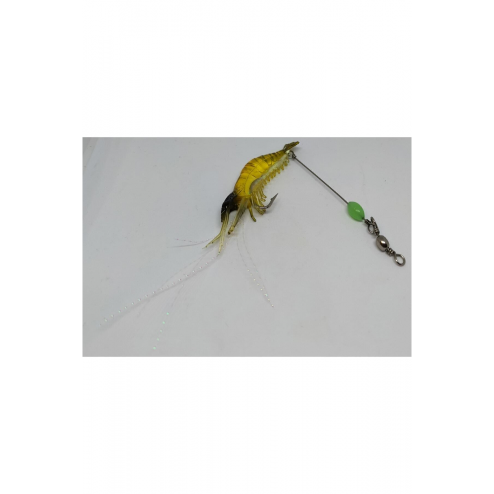 Karides Shrimp Sahte Silikon Balık Yemi Fosforlu Kancalı 7.5 Cm