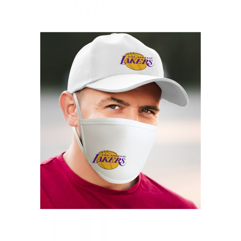 Nba Los Angeles Lakers Beyaz Şapka Ve Yıkanabilir Maske Seti