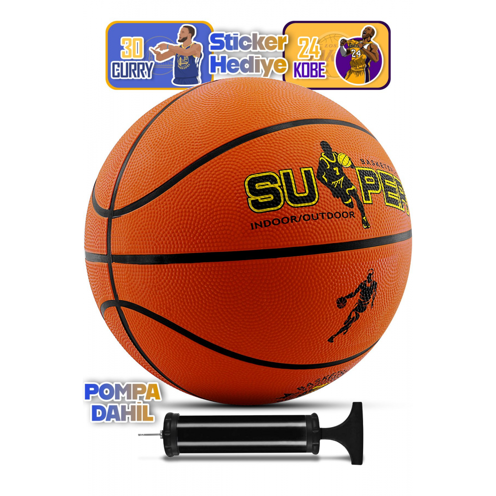 Orijinal Basketbol Topu Iç Dış Mekan Pompa Hediyeli 7 Numara Turuncu