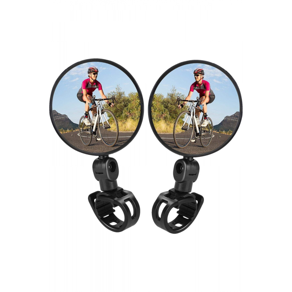 2 ADET Geniş Açı Bisiklet -Scooter Gidon Aynası - Dikiz Aynası Bisiklet Aksesuarı Bisiklet Ayna