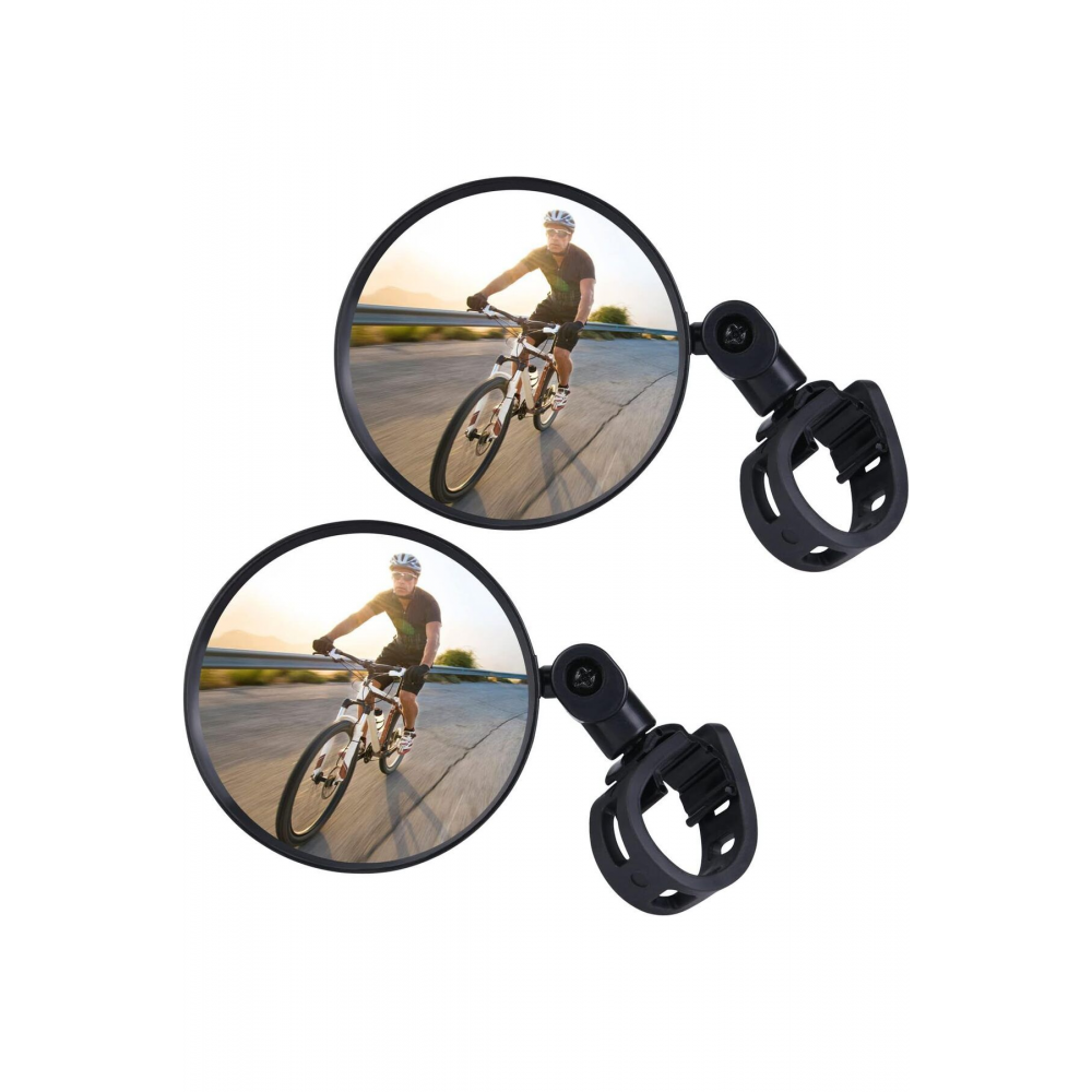 2 ADET Geniş Açı Bisiklet -Scooter Gidon Aynası - Dikiz Aynası Bisiklet Aksesuarı Bisiklet Ayna