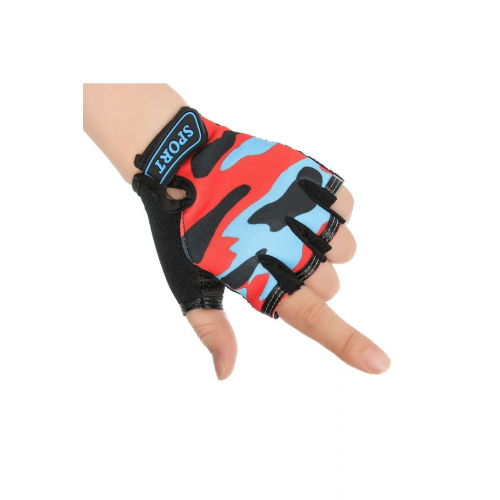 Çocuk Yarım Parmak Avuç Içi Kaymaz Silikon Bisiklet Spor Eldiveni (7-10 YAŞ)