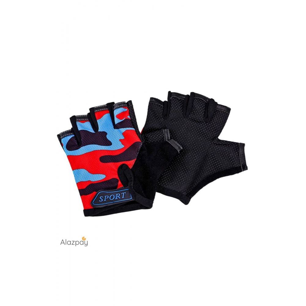 Çocuk Yarım Parmak Avuç Içi Kaymaz Silikon Bisiklet Spor Eldiveni (7-10 YAŞ)