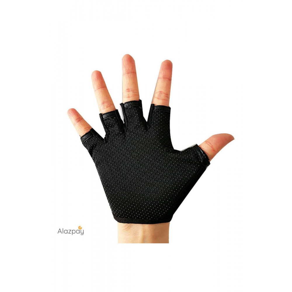 Çocuk Yarım Parmak Avuç Içi Kaymaz Silikon Bisiklet Spor Eldiveni (7-10 YAŞ)