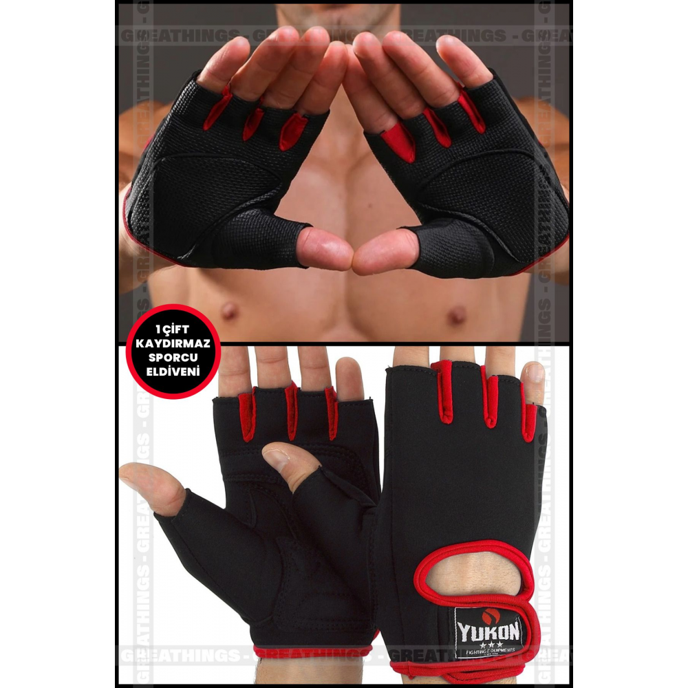 Yukon 1 Çift Parmaksız Sporcu Eldiveni Unisex Air Body Fıtness Bisiklet Ağırlık Eldiveni
