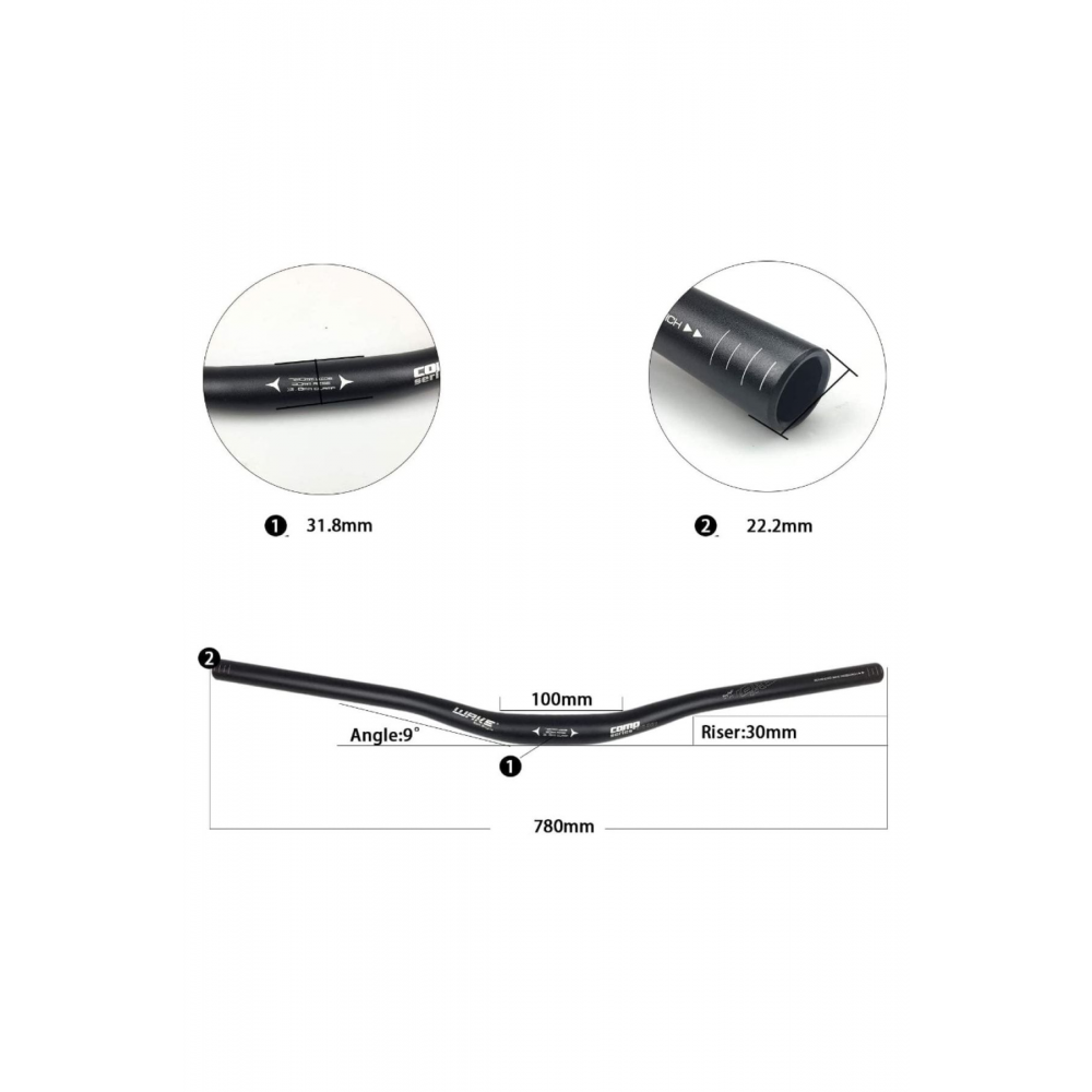 Wake Siyah Bisiklet Alümiyum Gidon 780mm 31,8mm Bisiklet Direksiyon Yedek Parça Aksesuarı