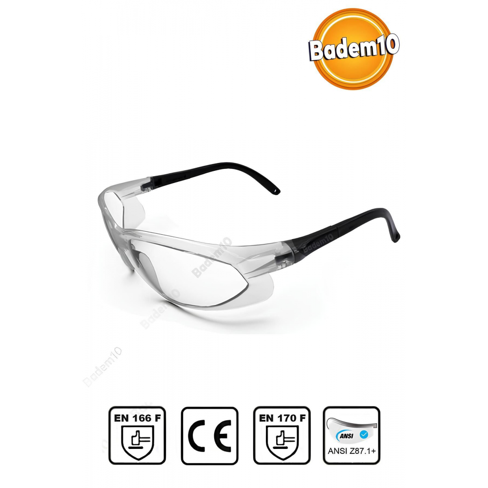 Bisiklet Gözlüğü Motorcu Rüzgar Gözlüğü Ayarlanabilir Saplı Uv Koruyuculu Şeffaf Gözlük