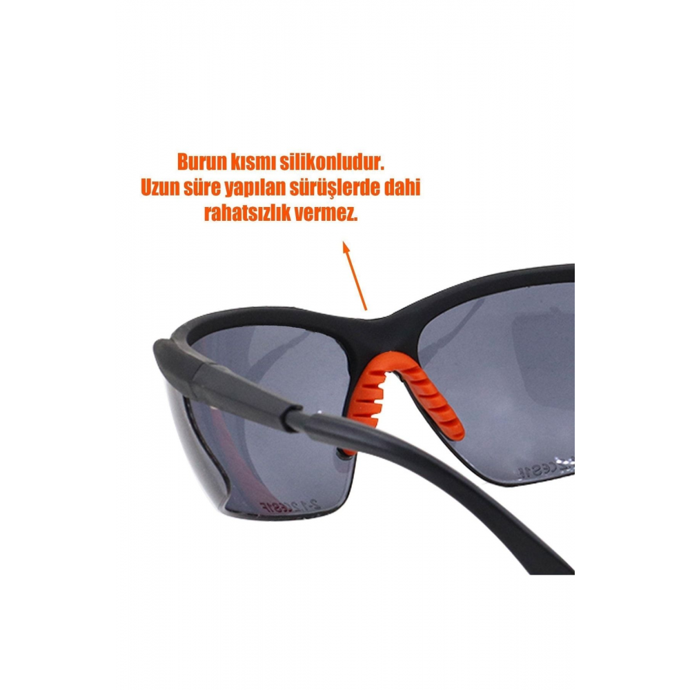 Bisiklet Güneş Gözlüğü Yüz Ayarlı Silikon Burunlu Bisikletçi Koruyucu Gözlük S600 Füme