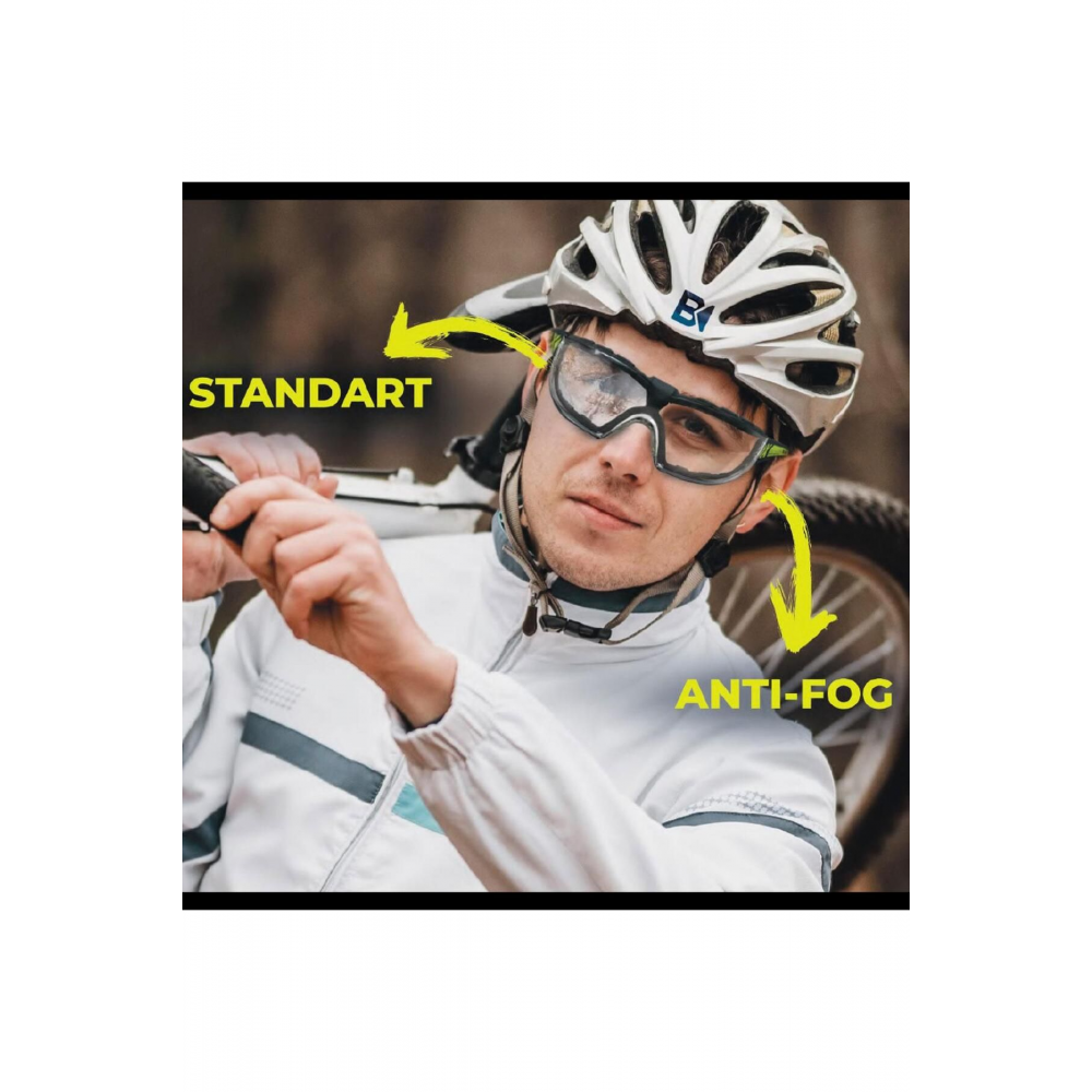 Bisiklet Koşu Güneş Gözlüğü Uv Korumalı Sporcu Bisikletçi Buğulanmaz Gözlük Füme Silikon Kulaklık