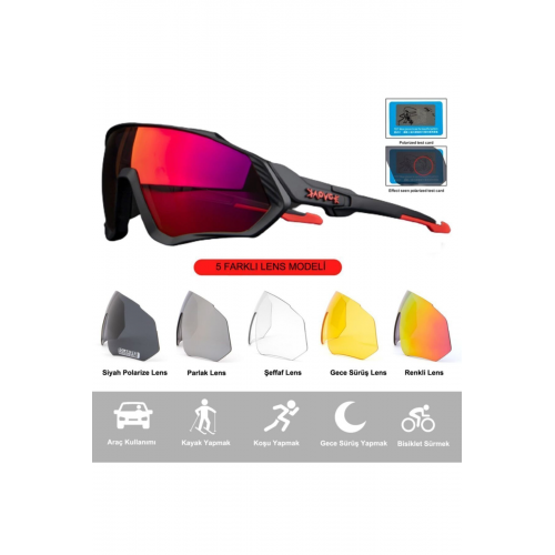 Typhoon Değişebilir 5 Lens Mtb Polarize Bisiklet Spor Dağ Kayak Gözlüğü