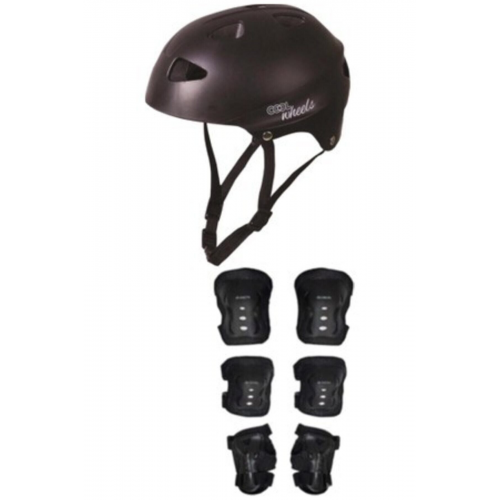 Unisex Çocuk Siyah Paten Dizlik Dirseklik Kask Full Koruyucu Set