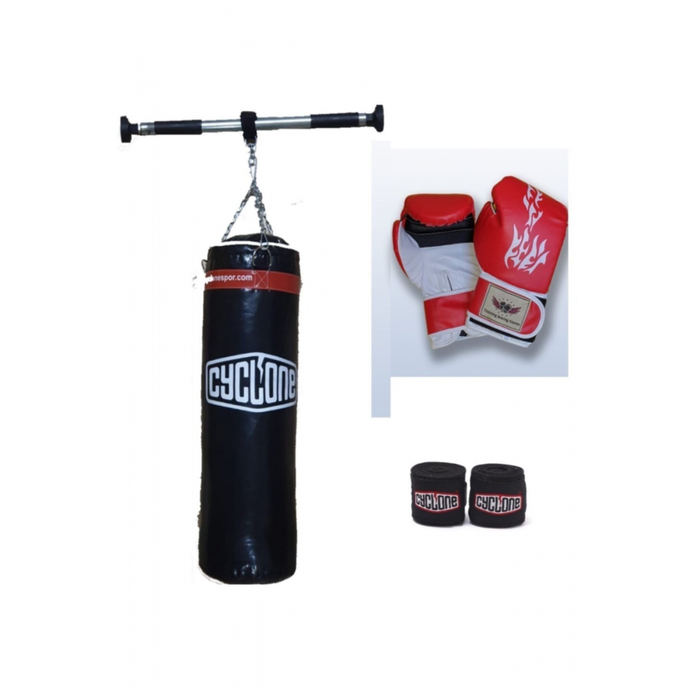 70 X 25 Cm Kum Torbası Kapı Barı, Boks Eldiveni Ve Boks Bandajı
