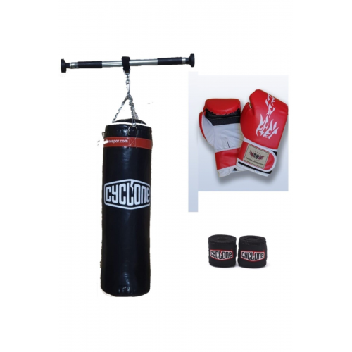 70 X 25 Cm Kum Torbası Kapı Barı, Boks Eldiveni Ve Boks Bandajı