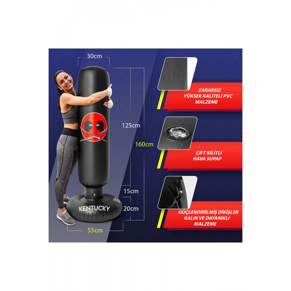 160 Cm Dikey Ayaklı Şişme Boks Torbası