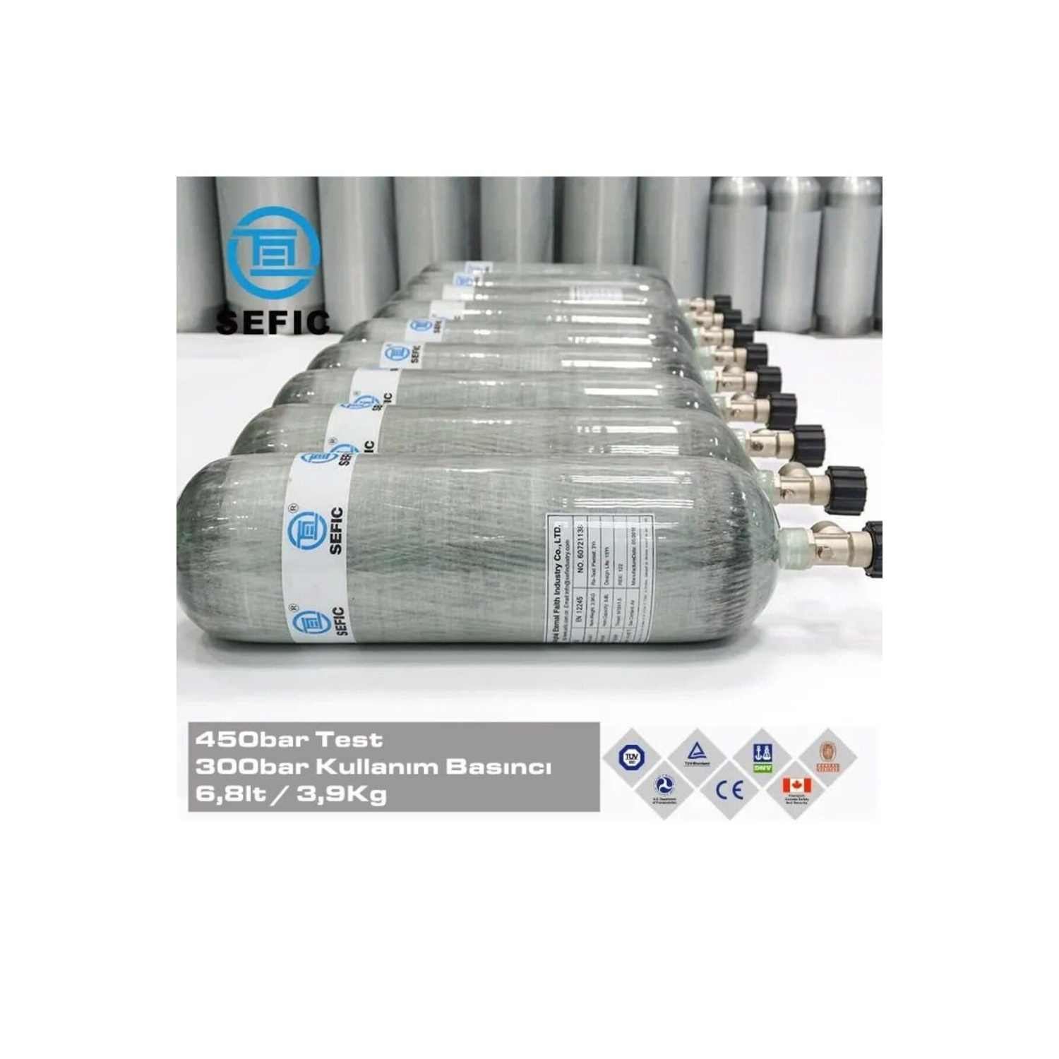 6.8 Litre 300 Bar Karbonfiber Scuba Tüp