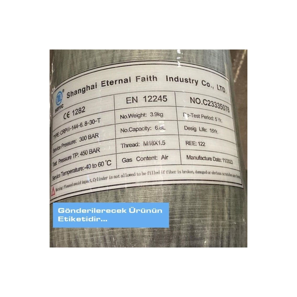 6.8 Litre 300 Bar Karbonfiber Scuba Tüp