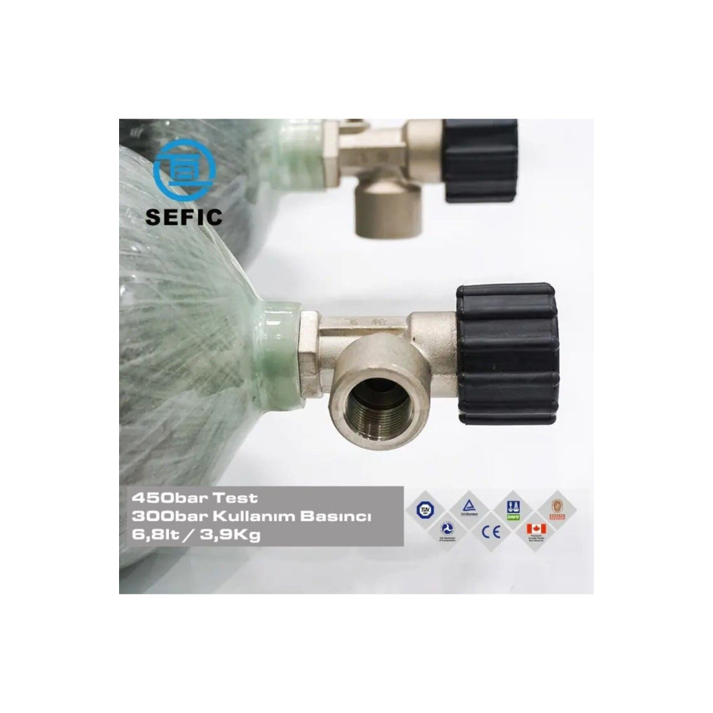 6.8 Litre 300 Bar Karbonfiber Scuba Tüp