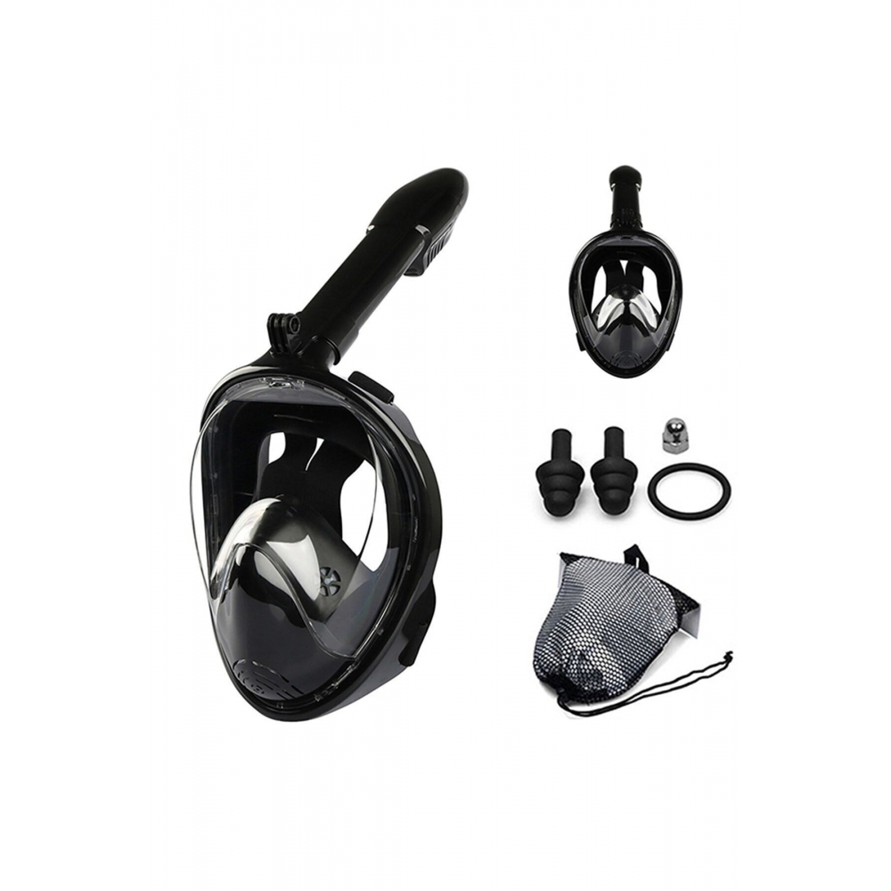 Lxl Siyah Dalış Maskesi Tam Yüz Full Face Şnorkel Anti Sızıntı Ekipmanları 360 Derece Görüntü Slikon