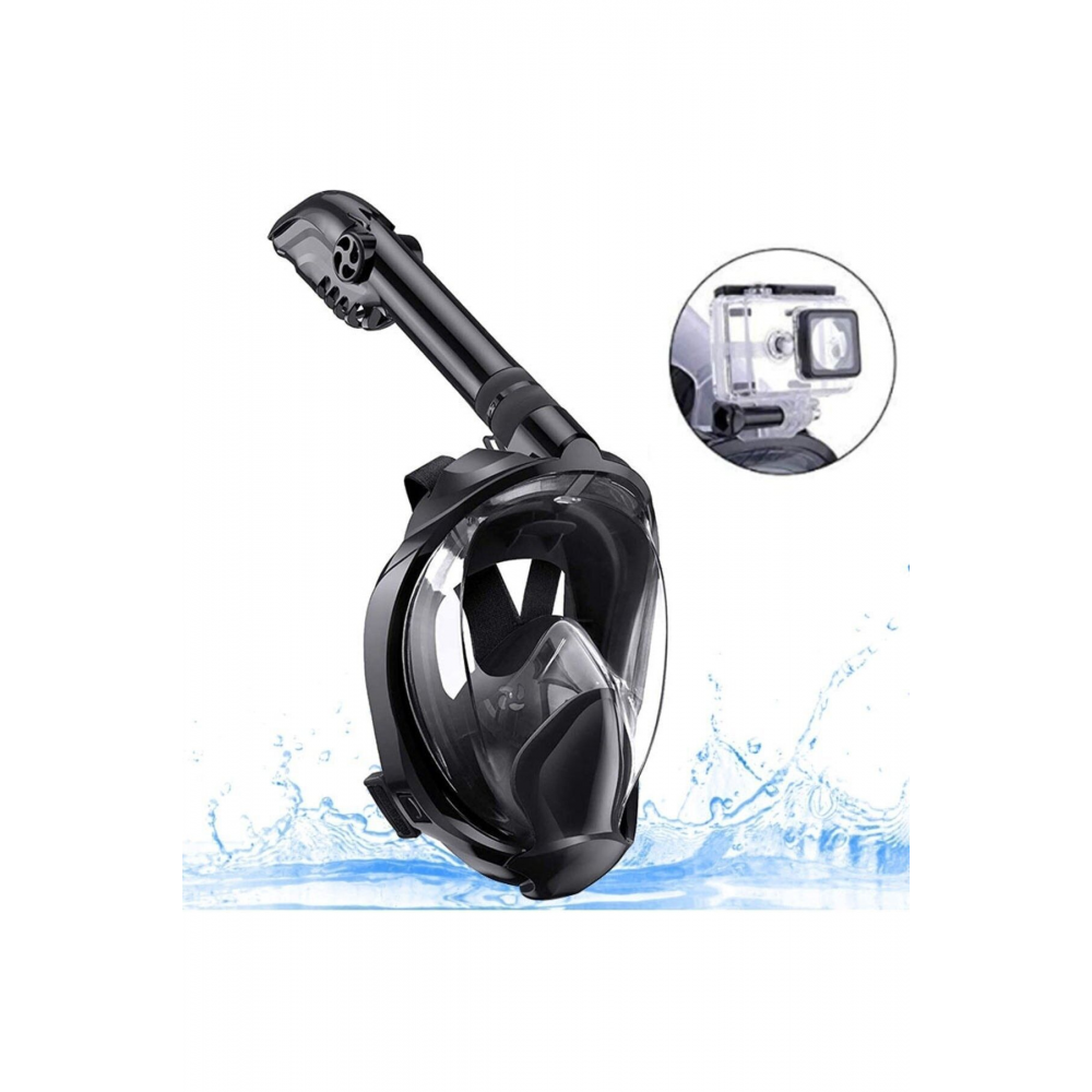 Lxl Siyah Dalış Maskesi Tam Yüz Full Face Şnorkel Anti Sızıntı Ekipmanları 360 Derece Görüntü Slikon