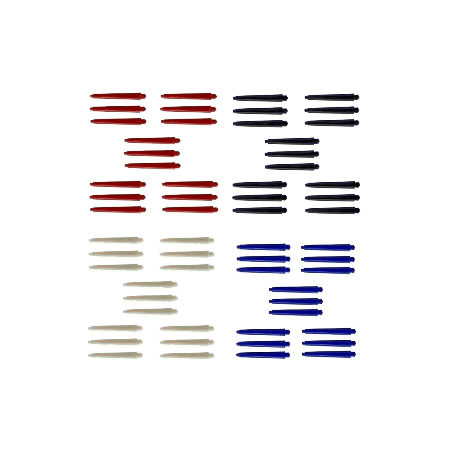 60 Adet (20 Set) 35 Mm Kısa Dart Şaft. Karışık Renk. Beyaz, Kırmızı, Mavi, Siyah.