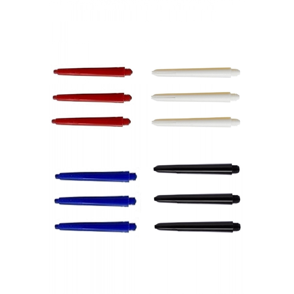 60 Adet (20 Set) 35 Mm Kısa Dart Şaft. Karışık Renk. Beyaz, Kırmızı, Mavi, Siyah.