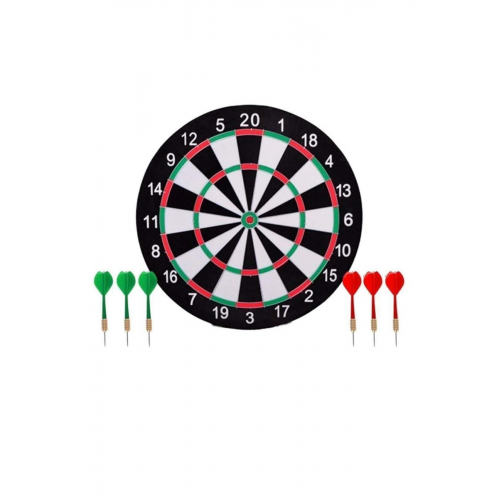Büyük Boy Dart Seti 17'x 45cm Çift Taraflı Dart Hedef Tatası 6 Oklu