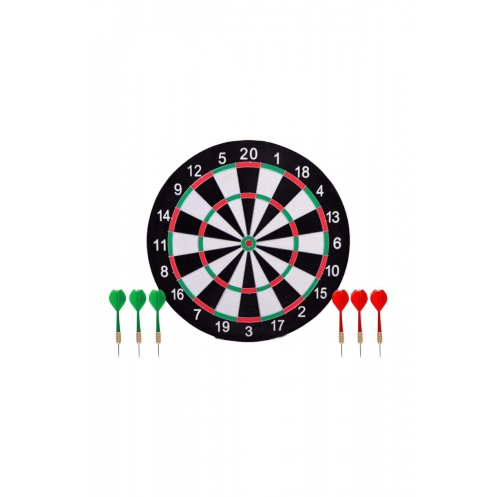 Büyük Boy Dart Seti - Oklu Dart Seti -dart Hedef Tahtası 6 Adet Ok