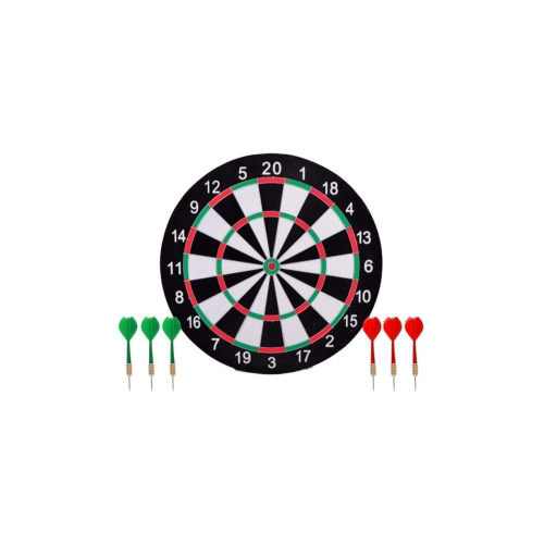 Büyük Boy Dart Seti - Oklu Dart Seti -dart Hedef Tahtası 6 Adet Ok