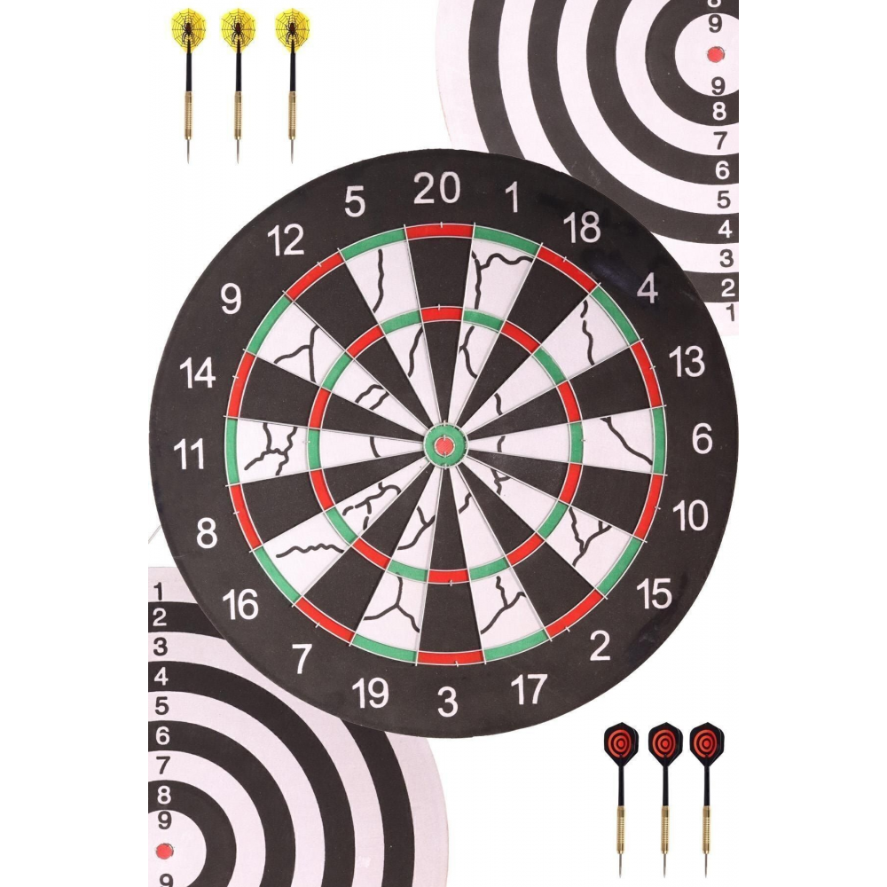 Flocked Dart Seti 45 Cm (18 İnç) Büyük Boy + 6 Dart Oku (18 Gr) Hedef Tahtası