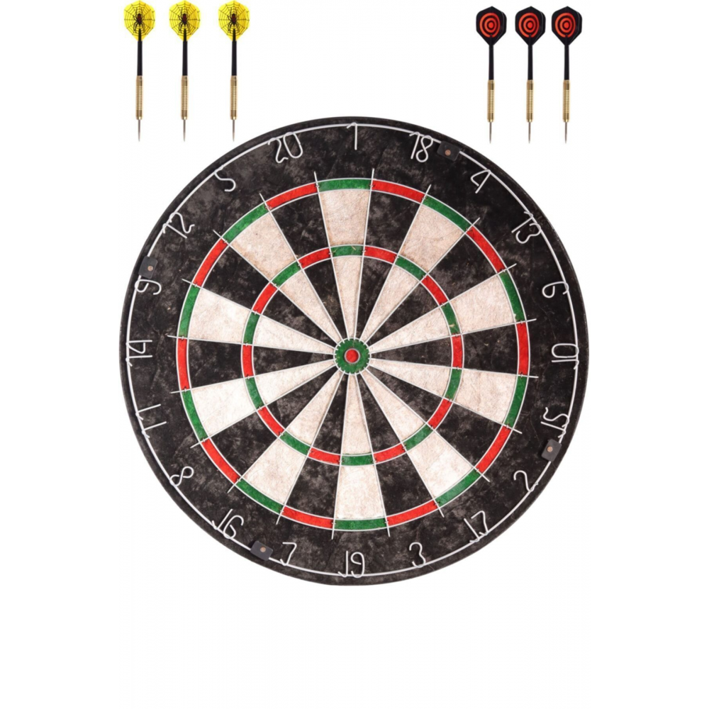 Sisal Dart Seti 45 Cm (18 İnç) Büyük Boy + 6 Dart Oku (18 Gr) Hedef Tahtası
