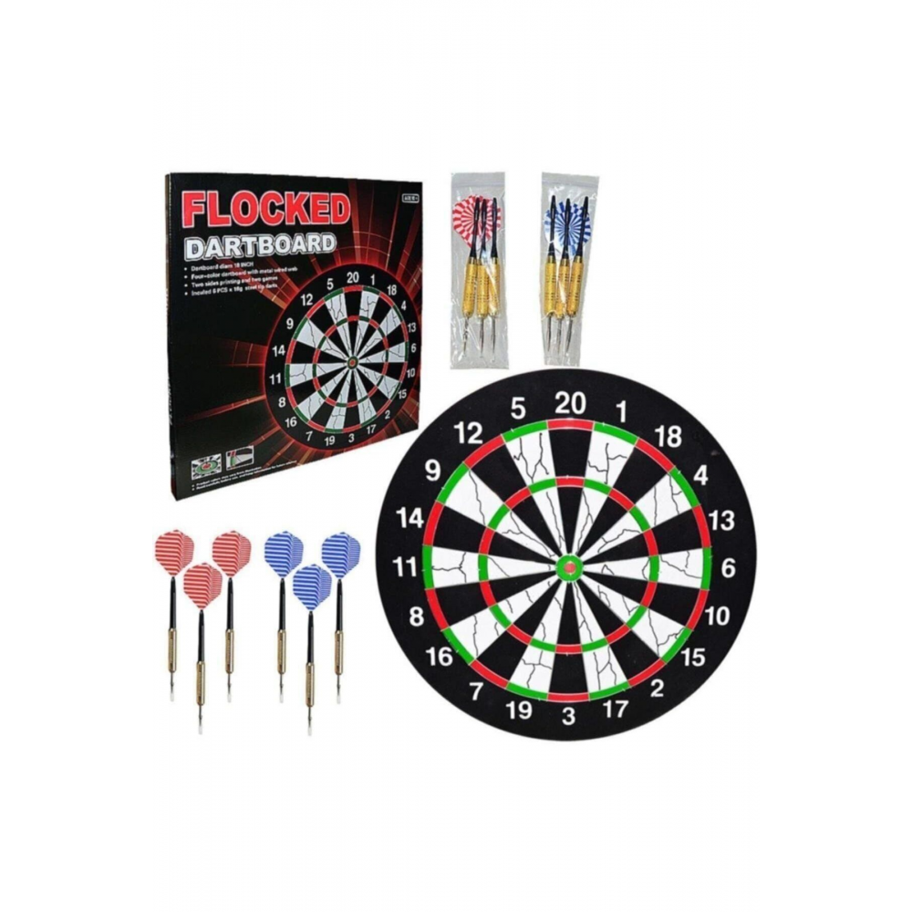 Ahşap Dart Tahtası 6 Adet Dart Oku Avsdart10 45 cm.
