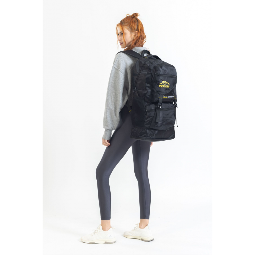 55+10 Litre Körüklü Dağcı Deprem Sırt Çantası Su Geçirmez Çok Gözlü Okul Kampçı Seyahat Dağcı Siyah