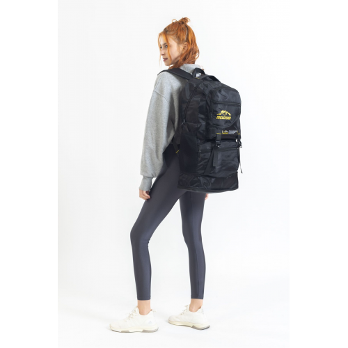 55+10 Litre Körüklü Dağcı Deprem Sırt Çantası Su Geçirmez Çok Gözlü Okul Kampçı Seyahat Dağcı Siyah