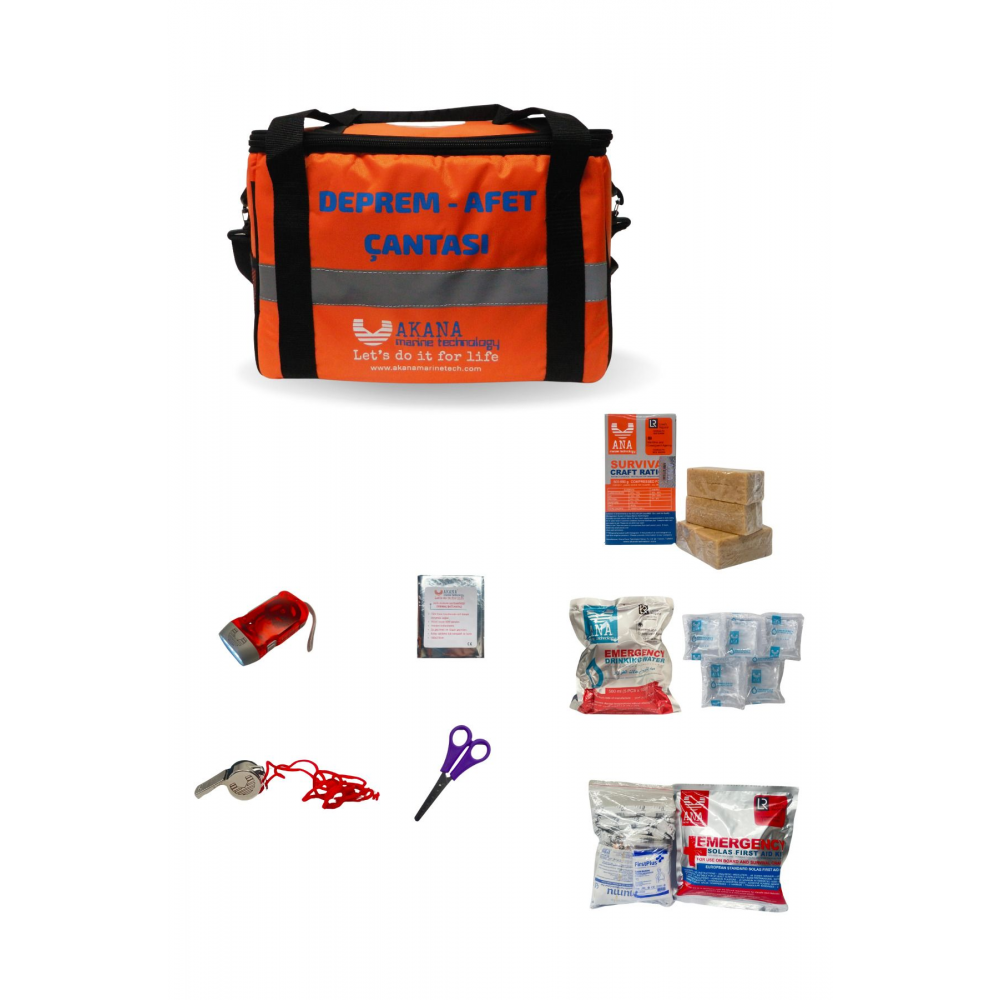 Deprem-afet Çantası Tek Özel Gıda Ve Su Içeren 3 Kişilik Set