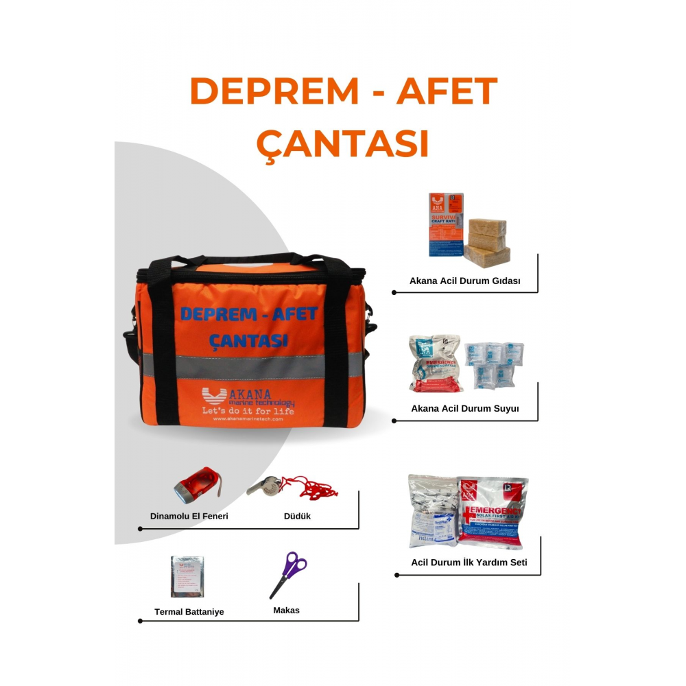 Deprem-afet Çantası Tek Özel Gıda Ve Su Içeren 3 Kişilik Set