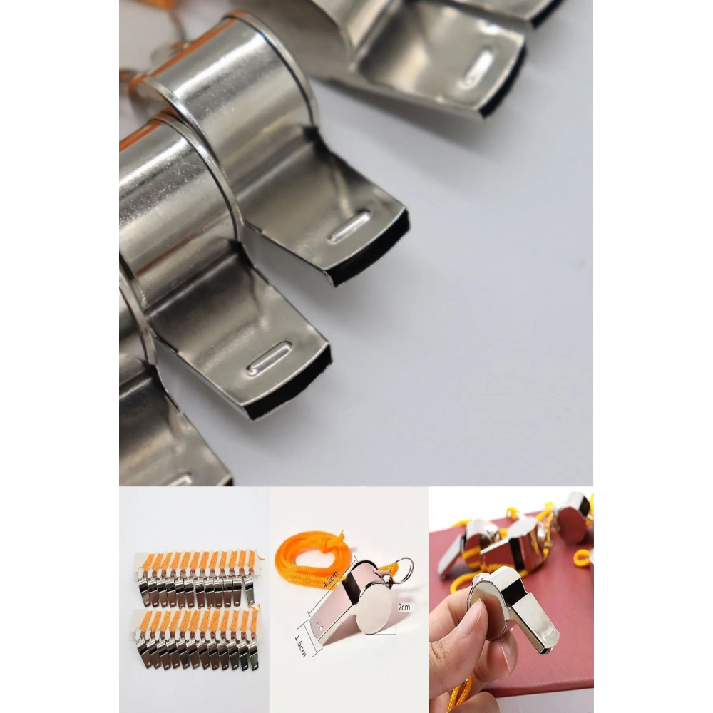 Kaliteli 4 Adet Sarı İpli Paslanmaz Metal Deprem Düdüğü, Hakem, Can Kurtaran Düdük (4 ADET)