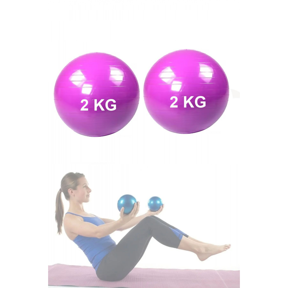 2 Kg Pilates Ağırlık Topu Plates Toning Ball Denge Ve Agirlik Topu 2 Kg X 2 Adet Toning 2 Kg Mor