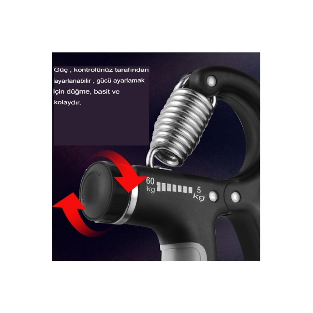 Siyah El Kol Bilek Güçlendirici Egzersiz Aleti 5-60 Kg Karpal Direc El Yayı Cihazı Direnç Yayı