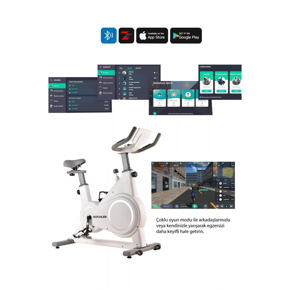 Dijital Manyetik Akıllı Egzersiz Bisikleti - Kondisyon Bisikleti - Nabız Ölçer Kondisyon Aleti