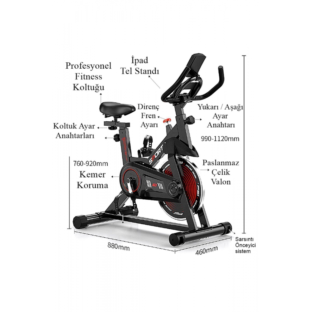 Kondisyon Bisikleti Spor Koşu Egzersiz Bisikleti Spin Bike Dikey Ev Bisikleti