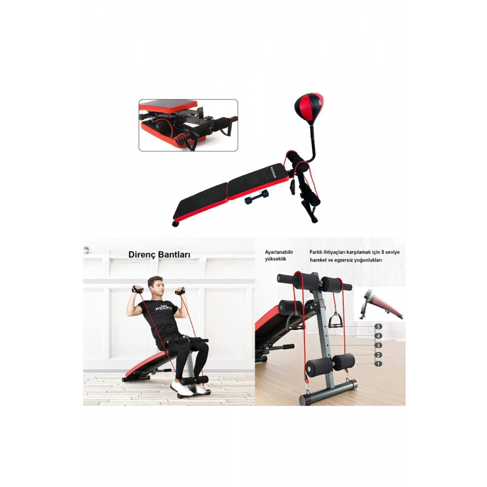Katlanabilir Fitness Ağırlık Sehpası - Mekik Aleti - Boks Topu -tüm Vücut Egzersiz Aleti Gym Bench