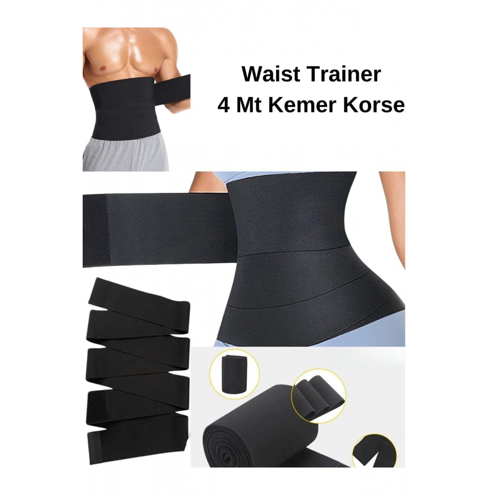 Waist Trainer İnceltici Zayıflatıcı Bele Dolamalı Kum Saati 4m Sarma Termal Kemer Bel Korsesi