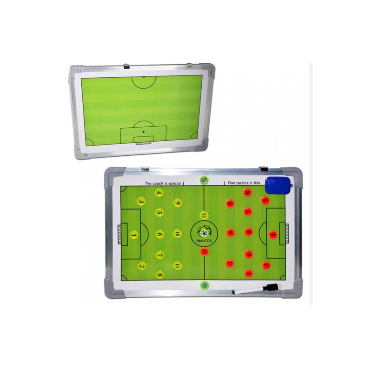 TTF-100 Kalemli Silgili ve Mıknatıslı Çift Taraflı Futbol Taktik Tahtası Alüminyum Alaşım