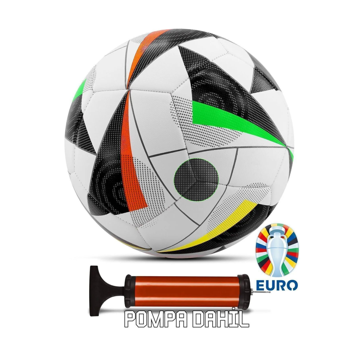 Orijinal Futbol Topu Euro Avrupa Şişirme Pompalı Sert Zemin Halı Saha Futbol Topu Hibrit No:5