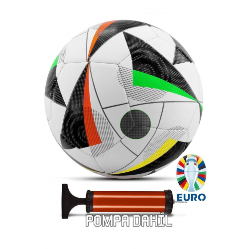 Orijinal Futbol Topu Euro Avrupa Şişirme Pompalı Sert Zemin Halı Saha Futbol Topu Hibrit No:5