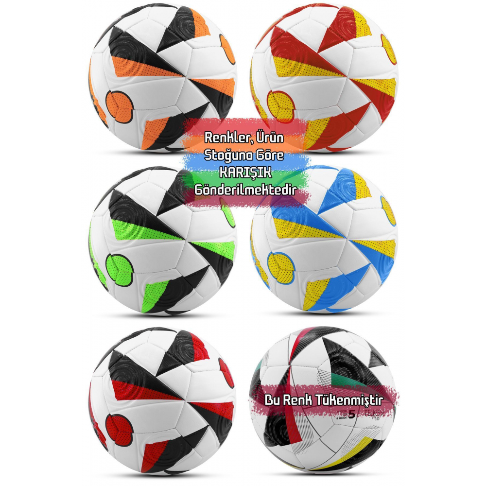 Orijinal Futbol Topu Euro Avrupa Şişirme Pompalı Sert Zemin Halı Saha Futbol Topu Hibrit No:5
